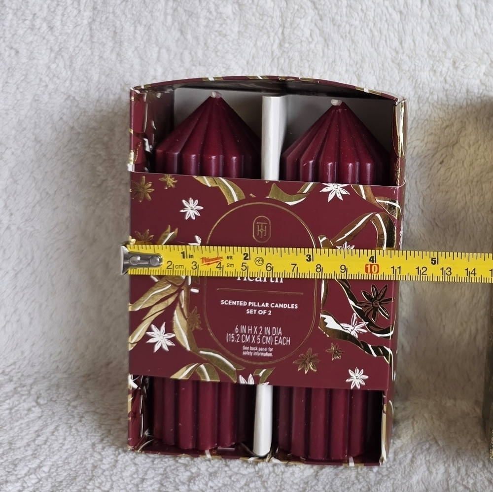 New Threshold 2024 Christmas scented pillar candles set of 2 holiday hearth 6 in - Picture 3 of 4